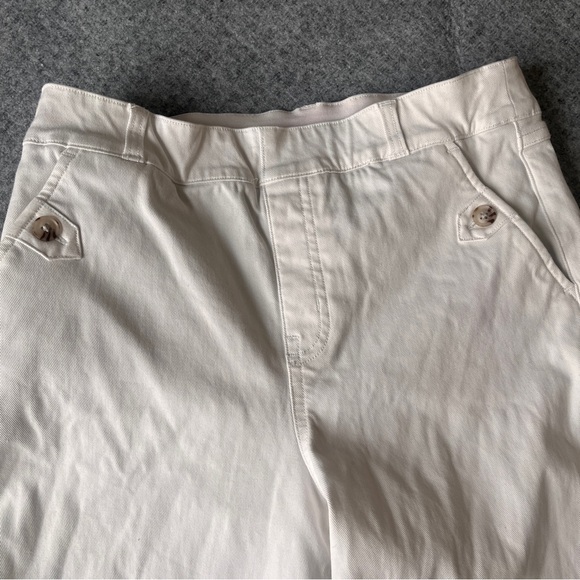 SPANX 20312R Stretch Twill Cropped Wide Leg White Khaki pull on Pants medium - Picture 3 of 7